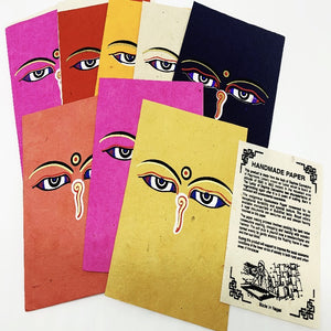 Himalayan Lotka Paper Wisdom Eyes Greetings Cards - 8 Blank Cards