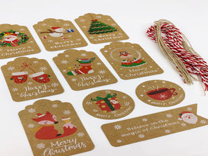Christmas Kraft Gift Tags Fun Mix - Pack of 10