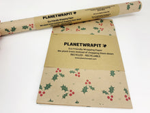 Load image into Gallery viewer, Classic Holly Gift Wrap - Recycled Kraft Paper
