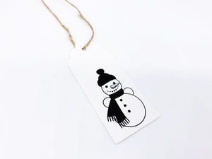 Christmas Print Kraft Gift Tags - Pack of 10 (Brown or White)