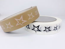 Load image into Gallery viewer, Stars (White/Brown) - Multi-purpose Kraft Paper Recyclable Tape (66m x 25mm)
