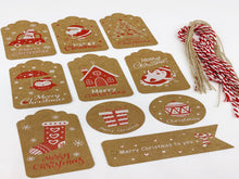 Load image into Gallery viewer, Christmas Kraft Gift Tags Red Mix - Pack of 10
