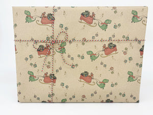 Christmas Dinosaur Gift Wrap - Recycled Kraft Wrapping Paper