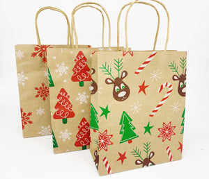 Christmas Small Kraft Paper Bags (x3)