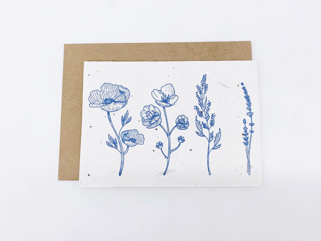 Botanical Line Flowers - Plantable Greetings Card
