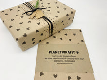 Load image into Gallery viewer, Retro Black Hearts - Recycled Kraft Wrapping Paper
