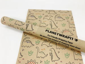 Dinosaur Print - Recycled Kraft Wrapping Paper
