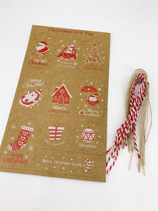 Christmas Kraft Gift Tags Red Mix - Pack of 10