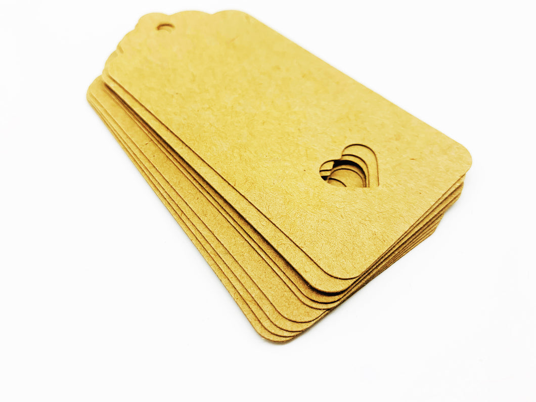 Recyclable Heart Kraft Gift Tags - Pack of 10