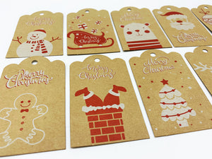 Festive Kraft Gift Tags - Pack of 10 (Mixed)