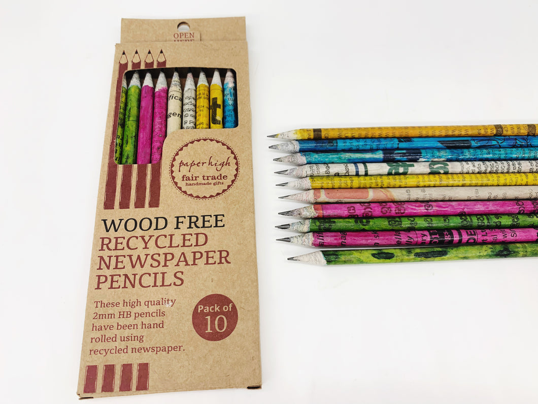 Wood Free Recycled Newspaper Pencils (pack of 10)