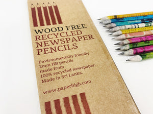 Wood Free Recycled Newspaper Pencils (pack of 10)
