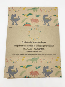 NEW Preloved Presents Dinosaurs - Recycled Kraft Wrapping Paper